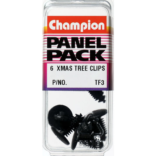Champion Xmas Tree Clip  Black Len: 17.2mm Stem Dia: 6.4mm Head: 14mm - TF3