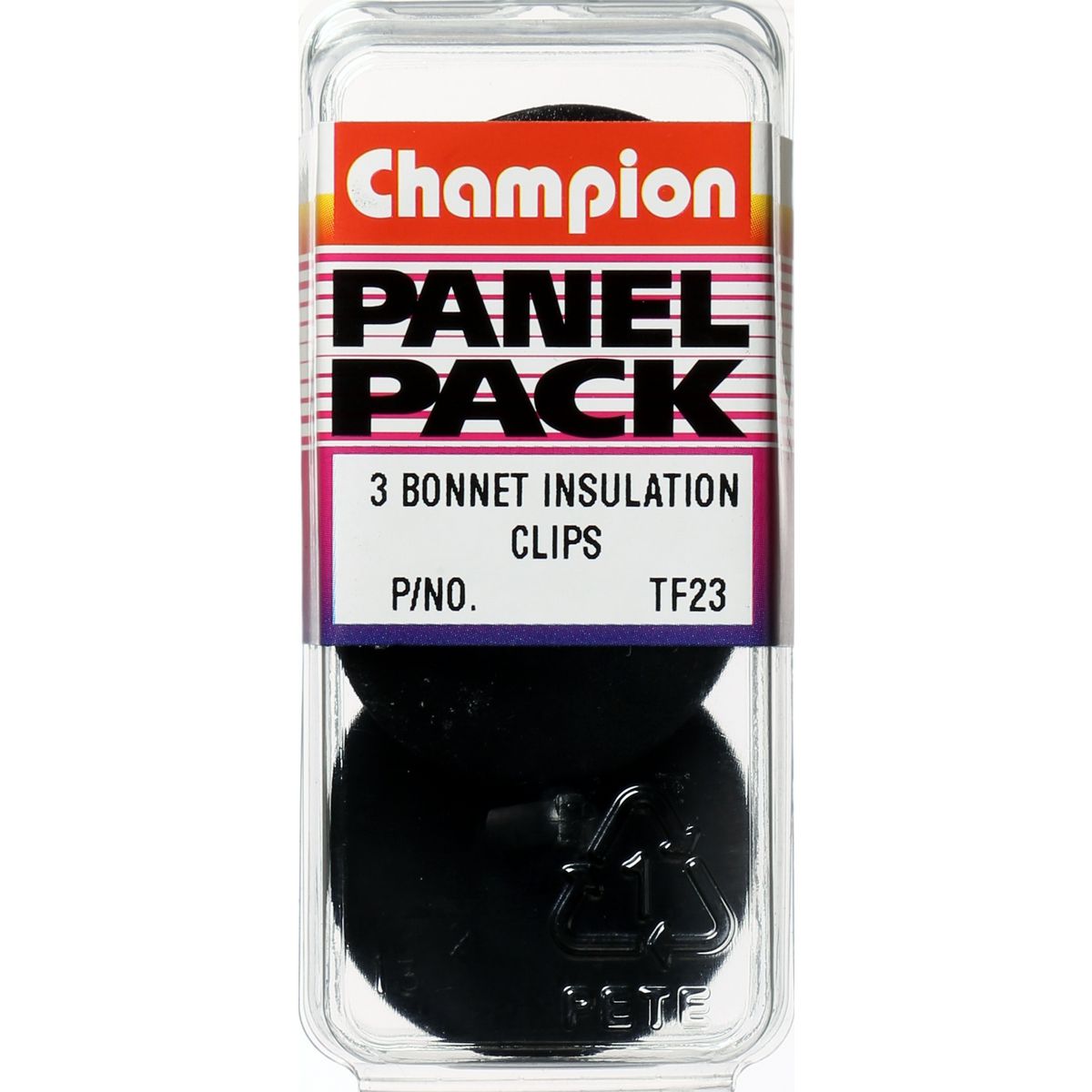 Champion Bonnet Retainer  Black Len: 18mm Hole: 9mm Head: 35mm - TF23