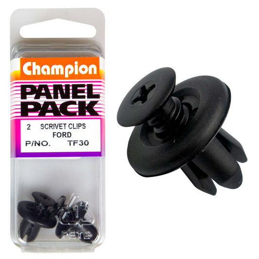 Champion Push Rivet  Black Len: 12.5mm Hole: 8.4mm Head: 18mm - TF30