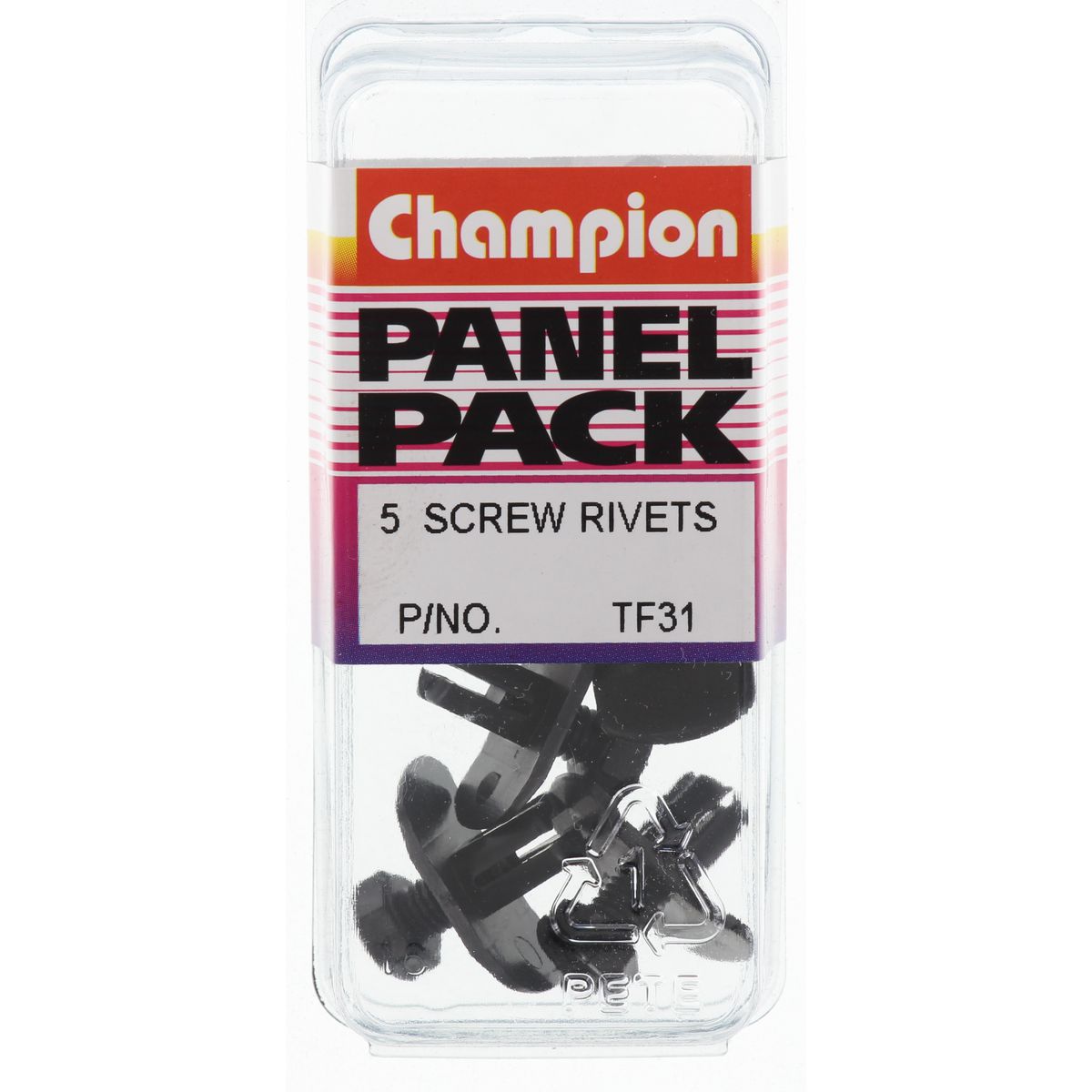 Champion Push Rivet  Black Len: 9mm Hole: 7mm Head: 14x22mm - TF31
