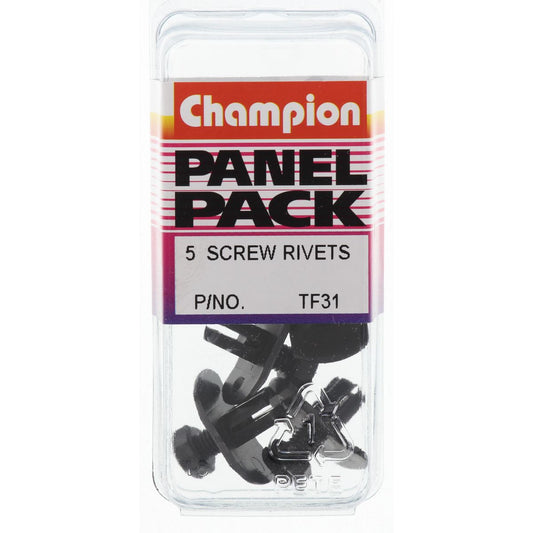 Champion Push Rivet  Black Len: 9mm Hole: 7mm Head: 14x22mm - TF31
