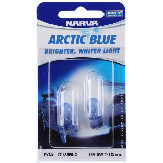 Narva W5W Wedge W2.1x9.5d Premium Artic Blue Globe 12V 5W - 17189BL2