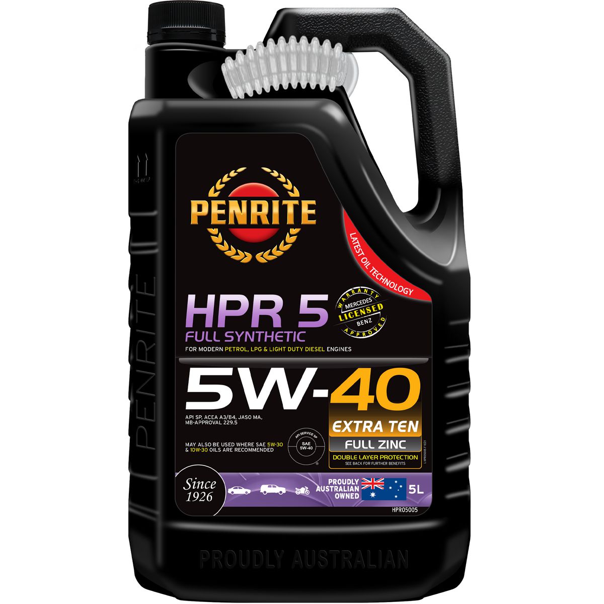 Penrite HPR 5 SAE 5W-40 Engine Oil 5L - HPR05005