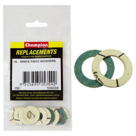 Champion Washer Flat Fibre M12 x 24 x 2.00mm White - C140-1