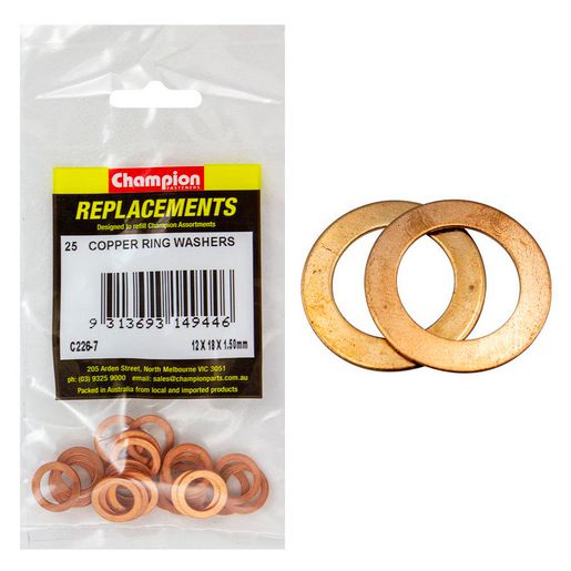 Champion Washer Flat Copper M12 x 18 x 1.5mm - C226-7