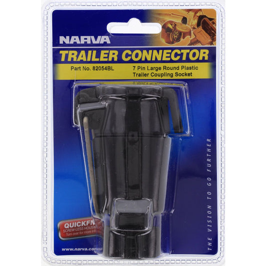 Narva Trailer Socket 7 Pin Round Large Plastic - 82054BL