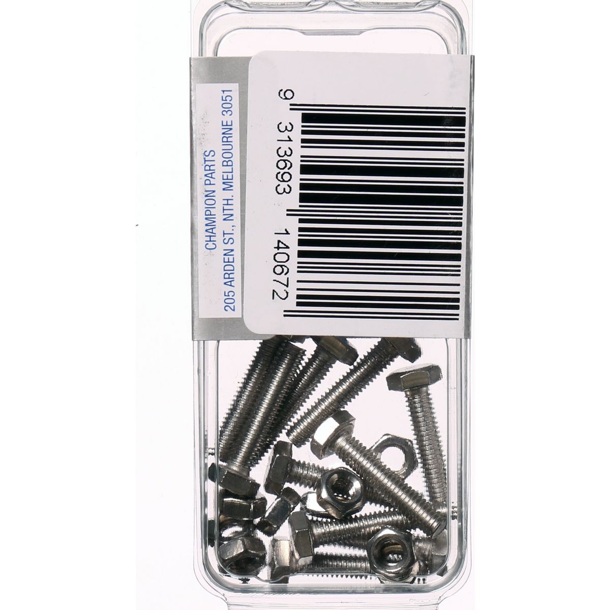 Champion Hex Set Screw & Nut Stainless Steel M4x20mm & M4x0.7mm 316/A4 - CSP37