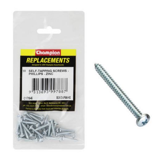 Champion Self Tapper Screw Pan Phillips 4.2 x 19mm Zinc Plated - C1710-6