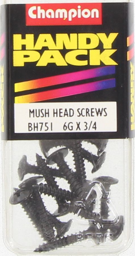Champion Self Tapper Screw Mush Phillips 3.5 x 19mm Black - BH751