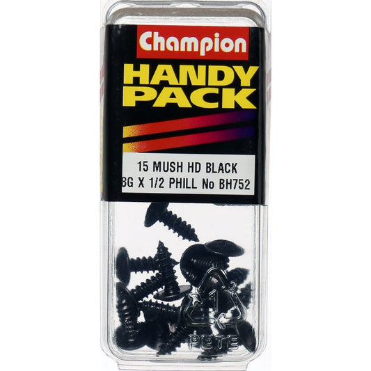 Champion Self Tapper Screw Mush Phillips 4.2 x 13mm Black - BH752