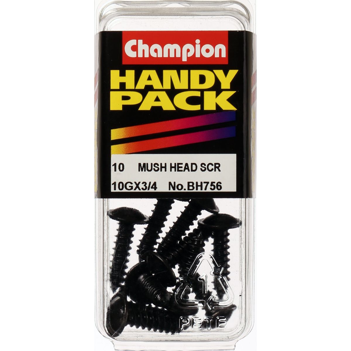 Champion Self Tapper Screw Mush Phillips 4.8 x 19mm Black - BH756