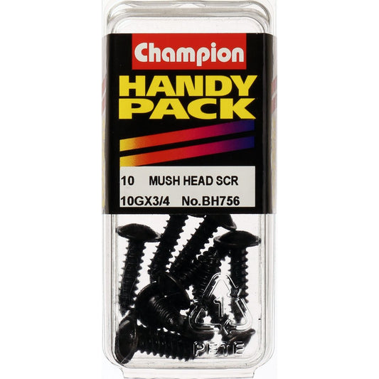 Champion Self Tapper Screw Mush Phillips 4.8 x 19mm Black - BH756
