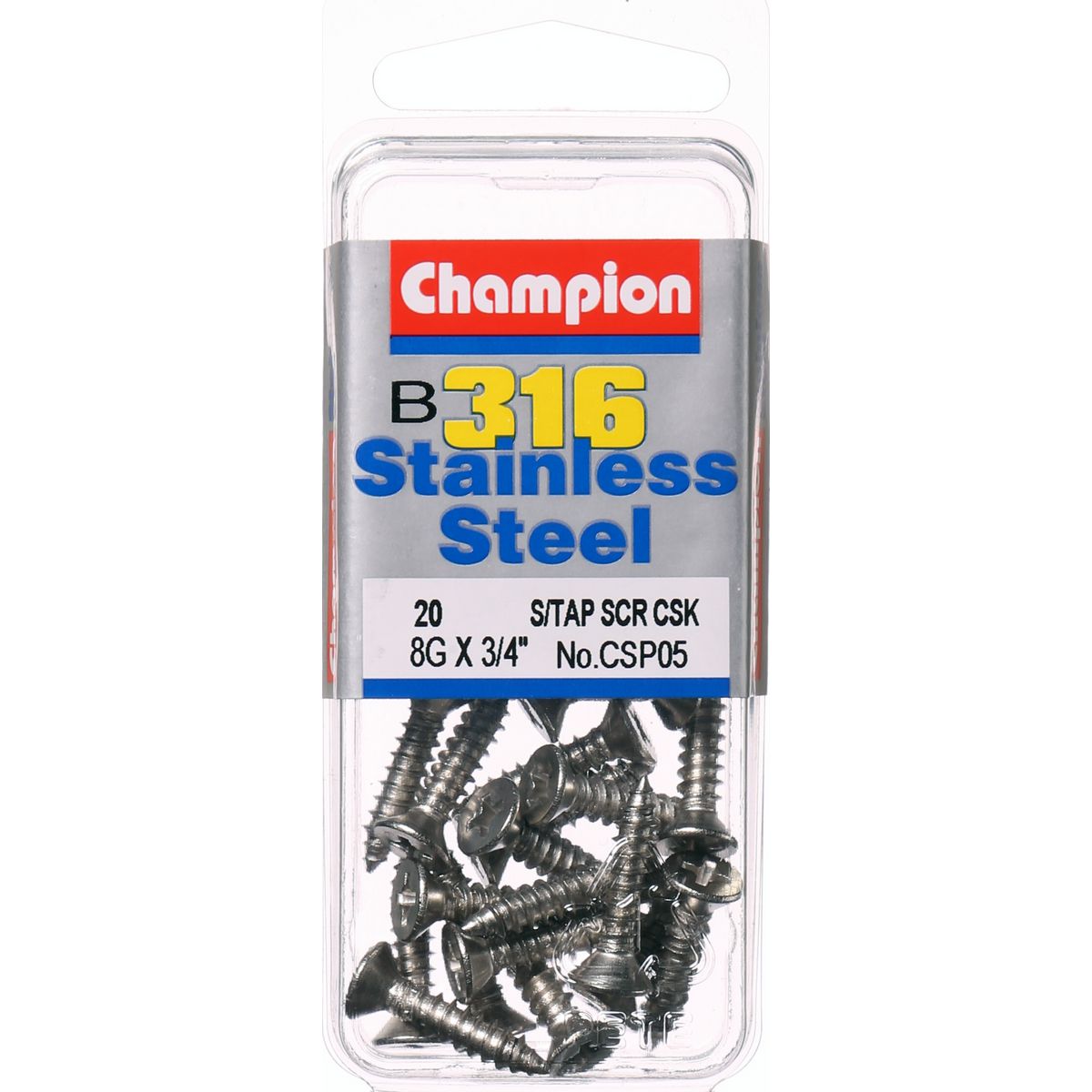 Champion Self Tapper Screw CSK Phillips Stainless Steel 4.2x19mm 316/A4 - CSP05