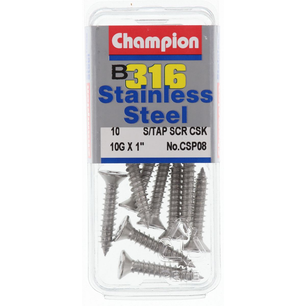 Champion Self Tapper Screw CSK Phillips Stainless Steel 4.8x25mm 316/A4 - CSP08