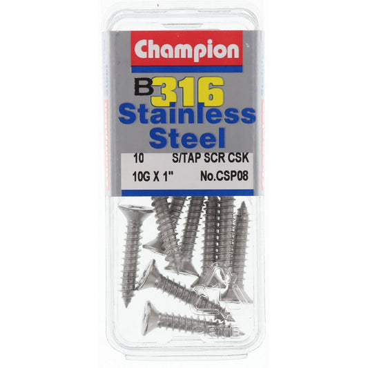 Champion Self Tapper Screw CSK Phillips Stainless Steel 4.8x25mm 316/A4 - CSP08
