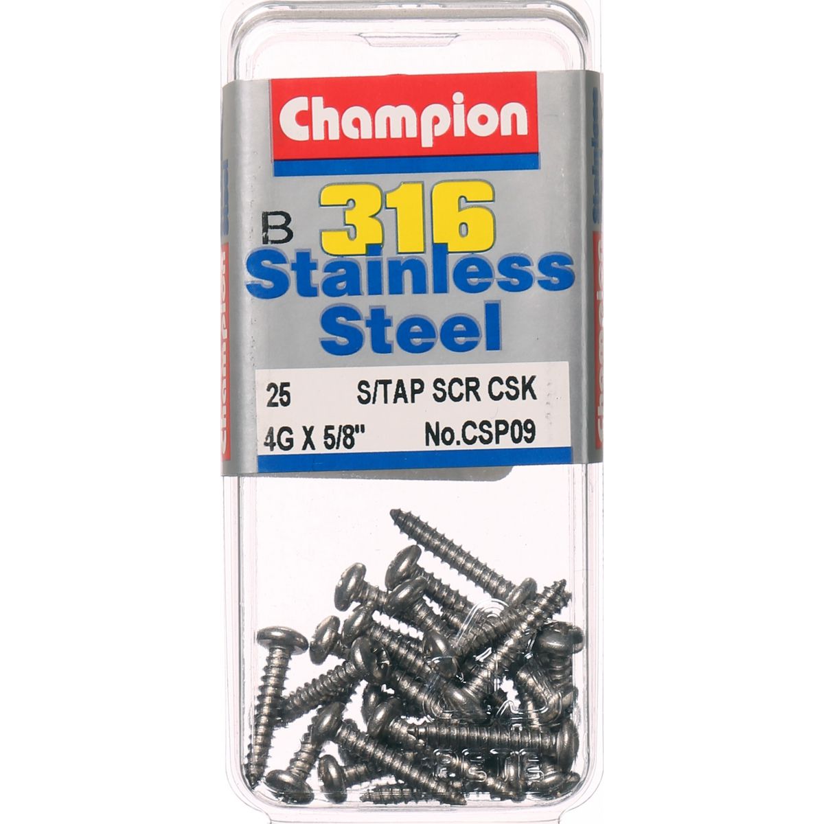 Champion Self Tapper Screw Pan Phillips Stainless Steel 2.9x16mm 316/A4 - CSP09