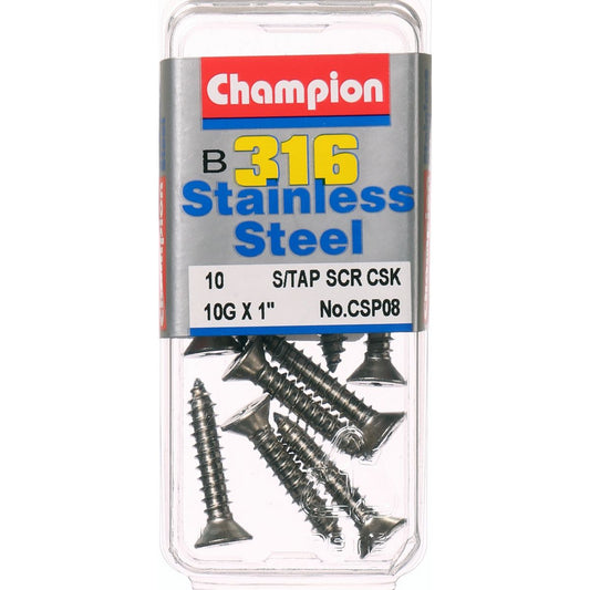 Champion Self Tapper Screw Pan Phillips Stainless Steel 3.5x25mm 316/A4 - CSP12