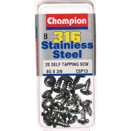 Champion Self Tapper Screw Pan Phillips Stainless Steel 4.2x10mm 316/A4 - CSP13