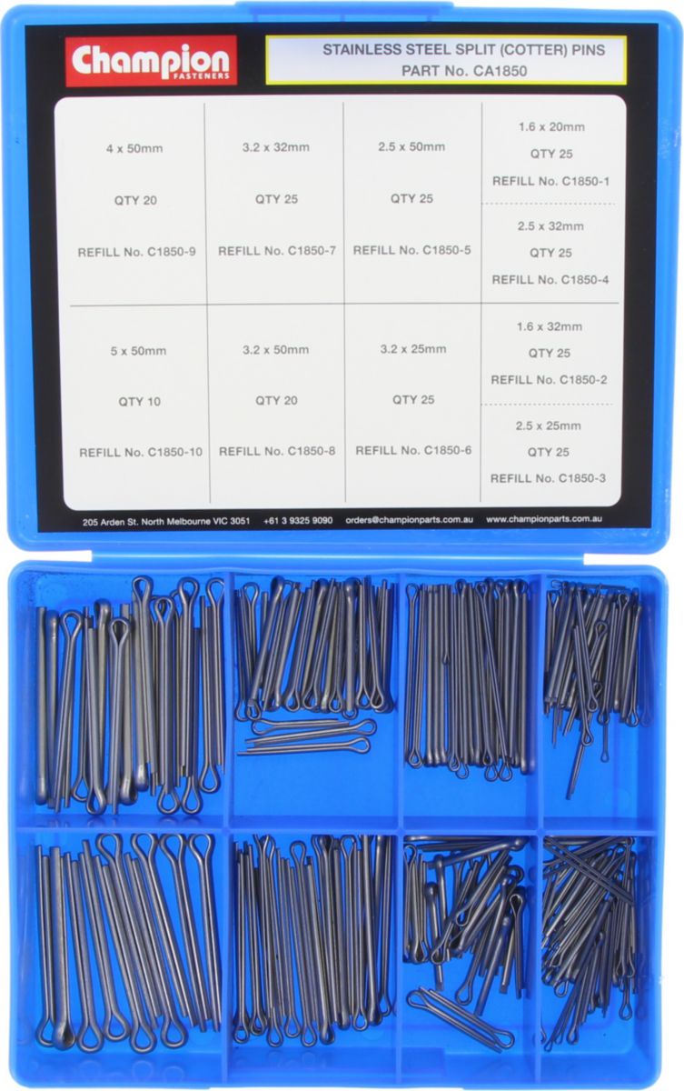 Champion Split (Cotter) Pin S/Steel Assortment - CA1850
