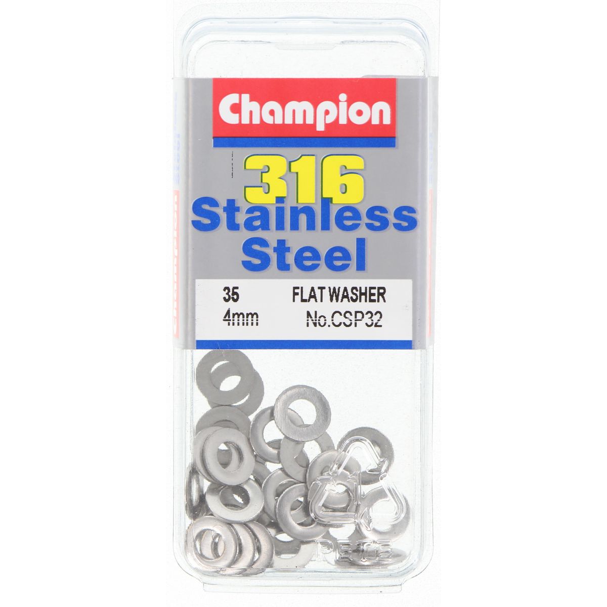 Champion Washer Flat Stainless Steel 4mm 316/A4 - CSP32