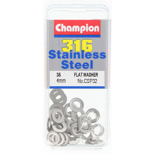 Champion Washer Flat Stainless Steel 4mm 316/A4 - CSP32