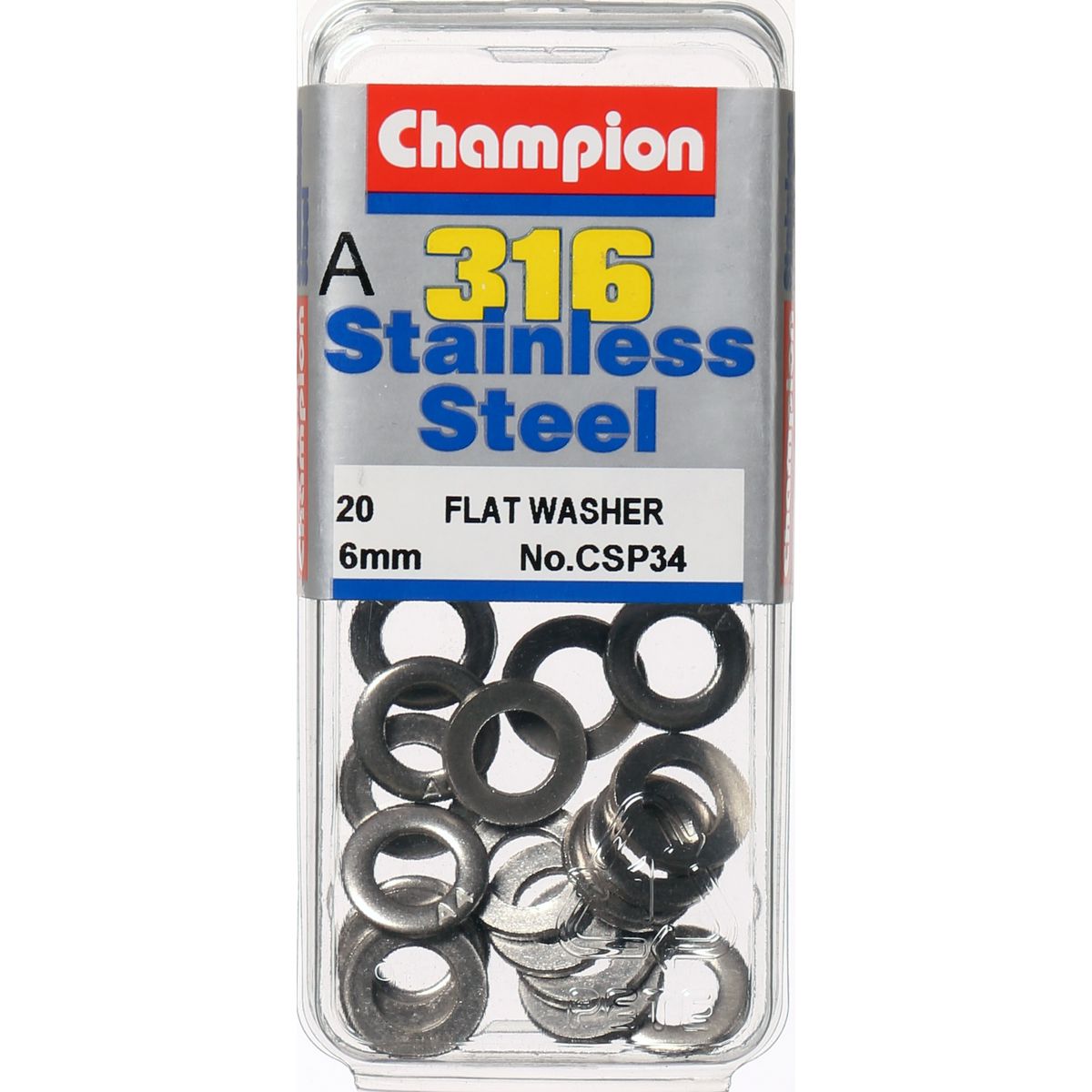 Champion Washer Flat Stainless Steel 6mm 316/A4 - CSP34