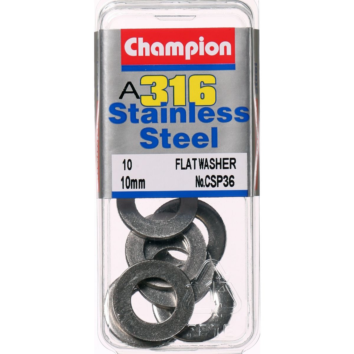 Champion Washer Flat Stainless Steel 10mm 316/A4 - CSP36