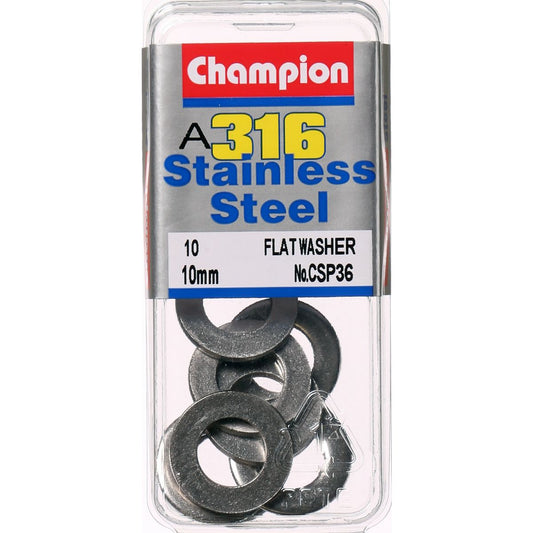 Champion Washer Flat Stainless Steel 10mm 316/A4 - CSP36