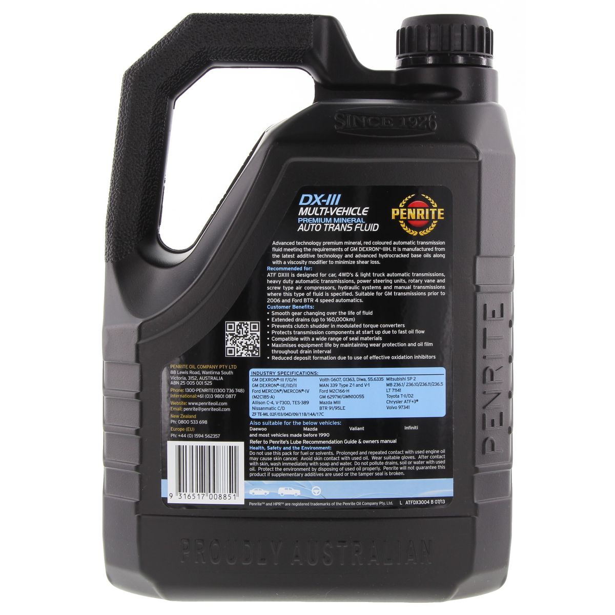 Penrite ATF DXIII Multi Vehicle Automatic Transmission Fluid 4L - ATFDX3004