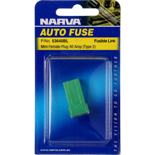 Narva Fusible Link Mini Female Type 2 40A Green 1 Pack - 53640BL