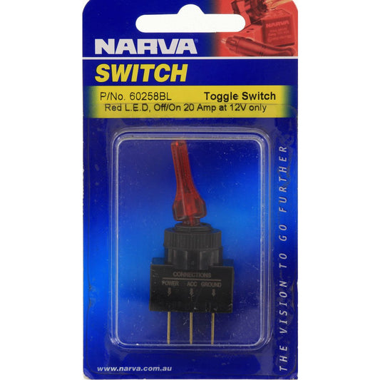 Narva Toggle Switch Off/On SPST Red LED - 60258BL