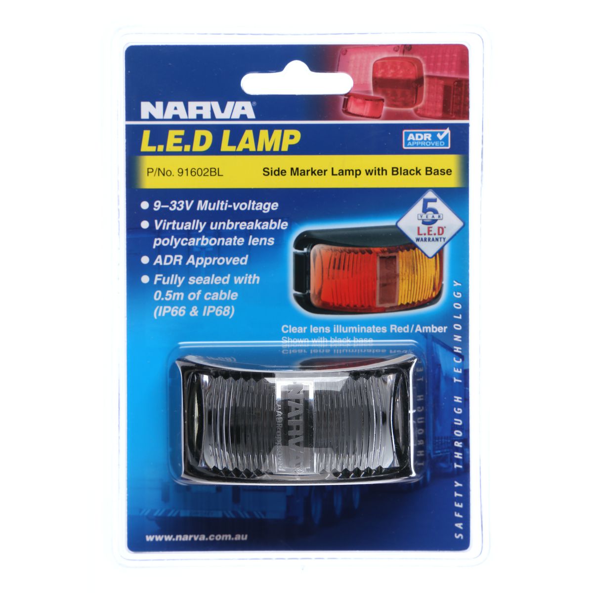 Narva Side Marker Light Red/Amber LED 9 to 33V - 91602BL