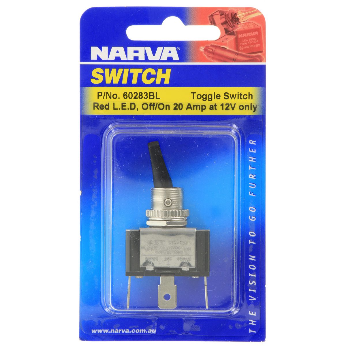 Narva Heavy Duty Toggle Switch Off/On SPST Red LED - 60283BL