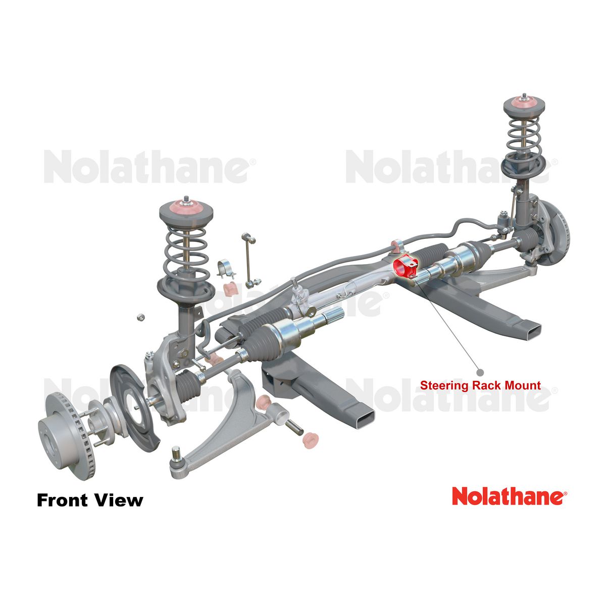 Nolathane Front Steering Rack And Pinion Mount Bushing Kit - 41095