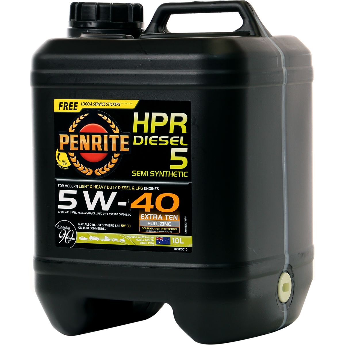 Penrite HPR Diesel 5 SAE 5W-40 Engine Oil 10L - HPRD5010