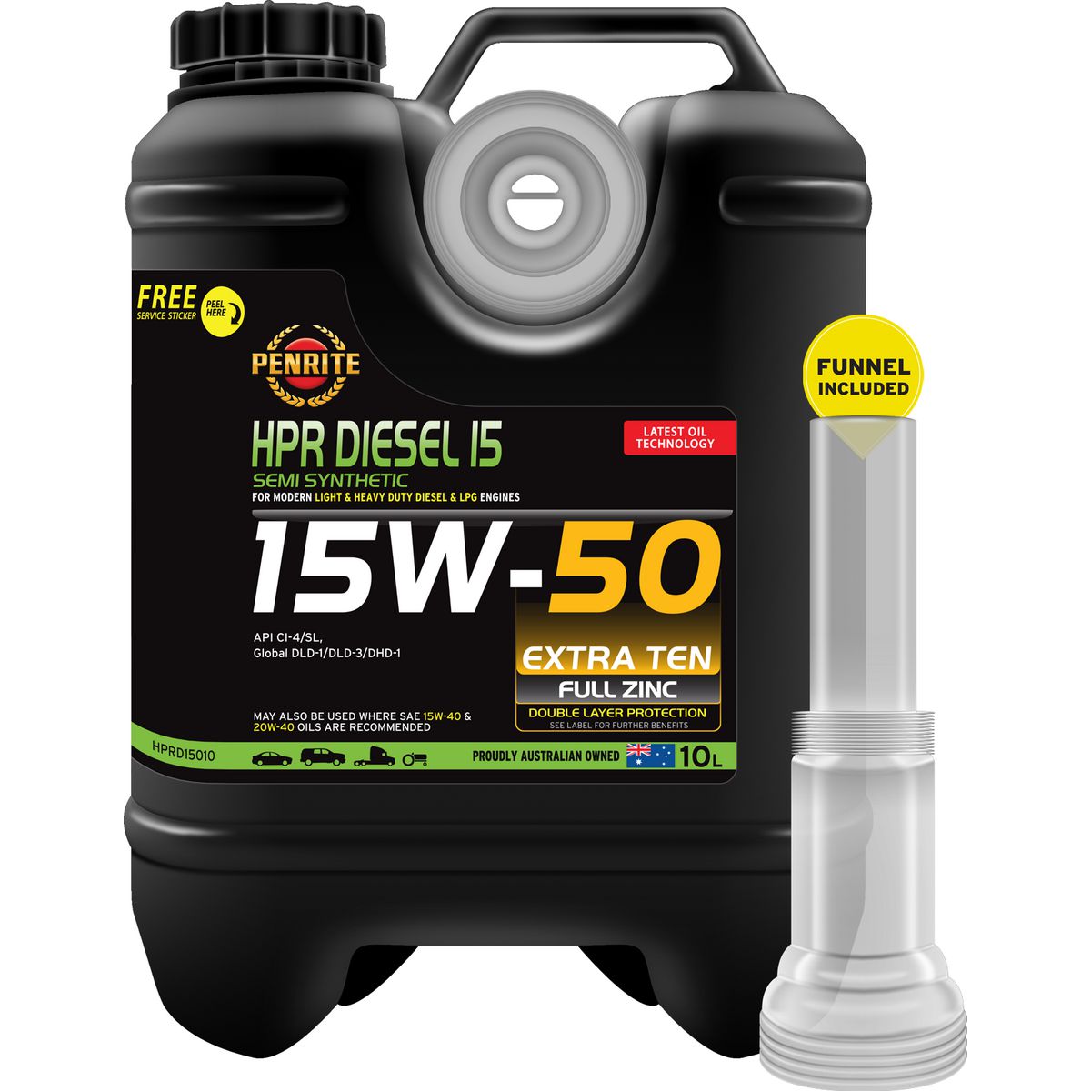 Penrite HPR Diesel 15 SAE 15W-50 Engine Oil 10L - HPRD15010