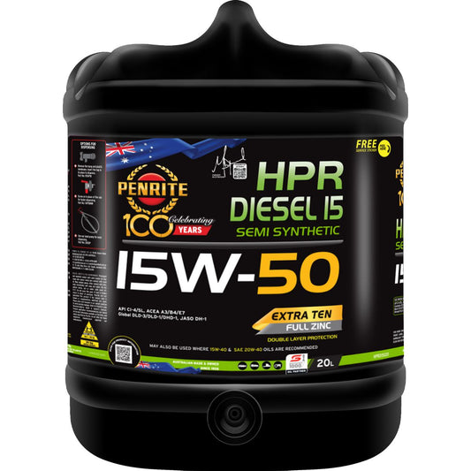 Penrite HPR Diesel 15 SAE 15W-50 Engine Oil 20L - HPRD15020