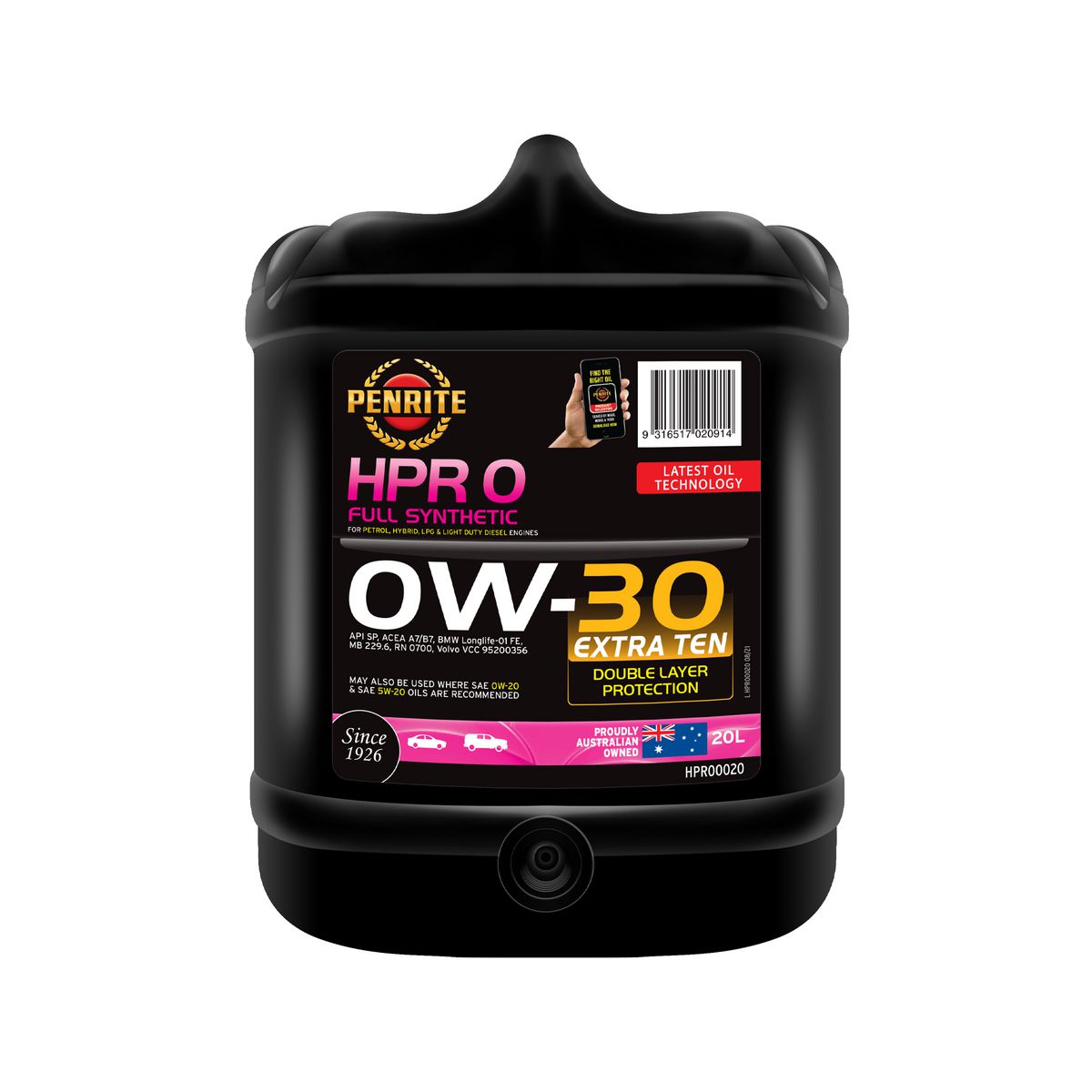 Penrite HPR 0 0W-30 Engine Oil 20L - HPR00020