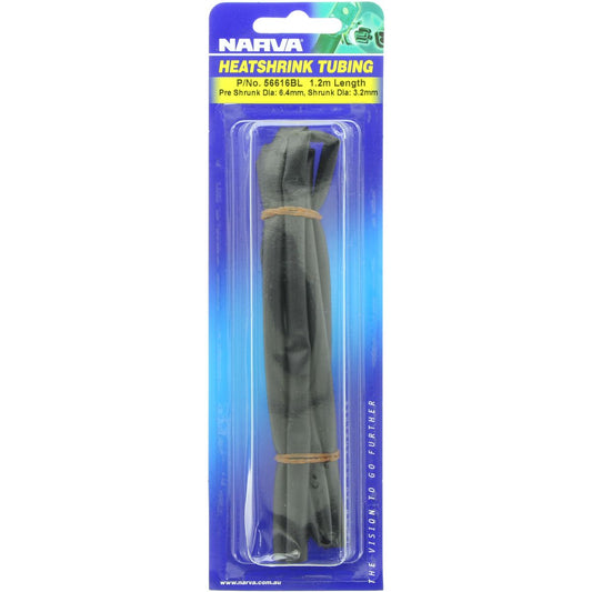 Narva Heat Shrink Standard Black ID: 6.4mm Length: 1.2m - 56616BL