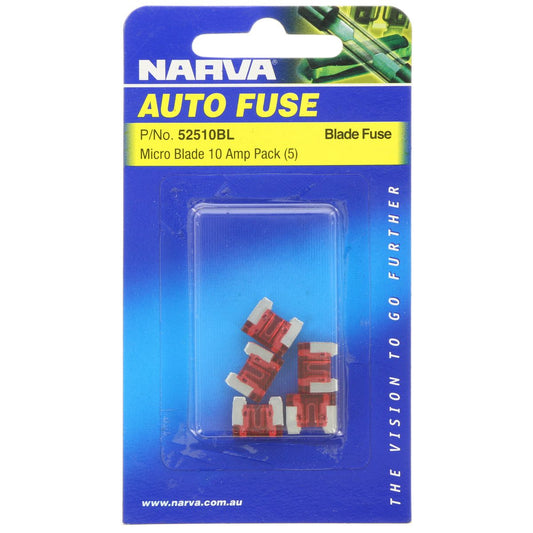 Narva Micro Blade Fuse 10A Red 5 Pack - 52510BL