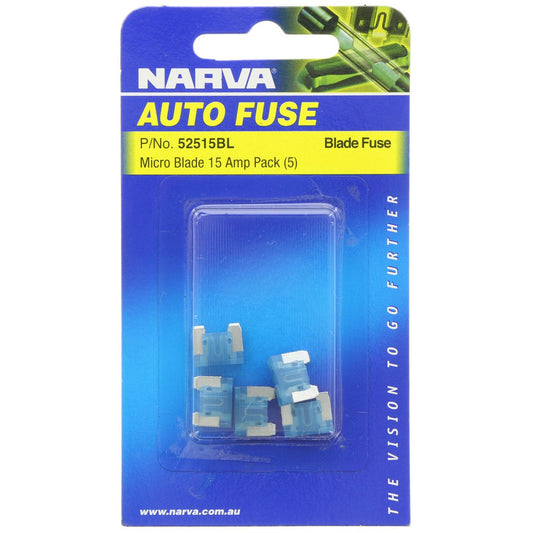Narva Micro Blade Fuse 15A Cyan 5 Pack - 52515BL