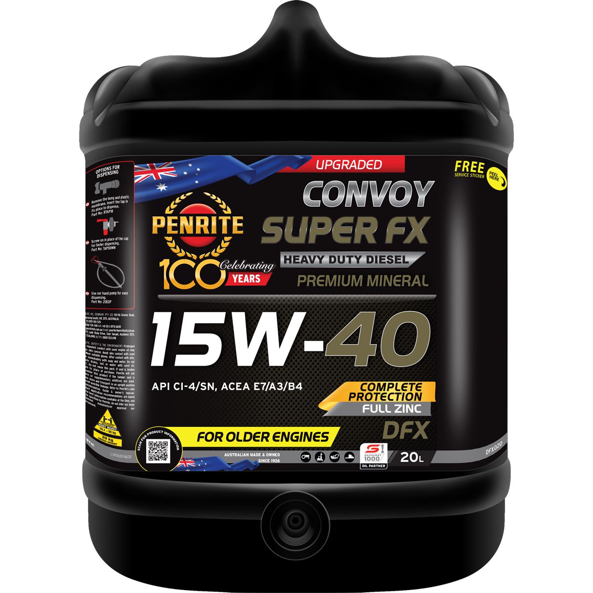 Penrite Diesel Fx Diesel 15W-40 Ci-4 Plus-Sl Engine Oil 20L - DFX020