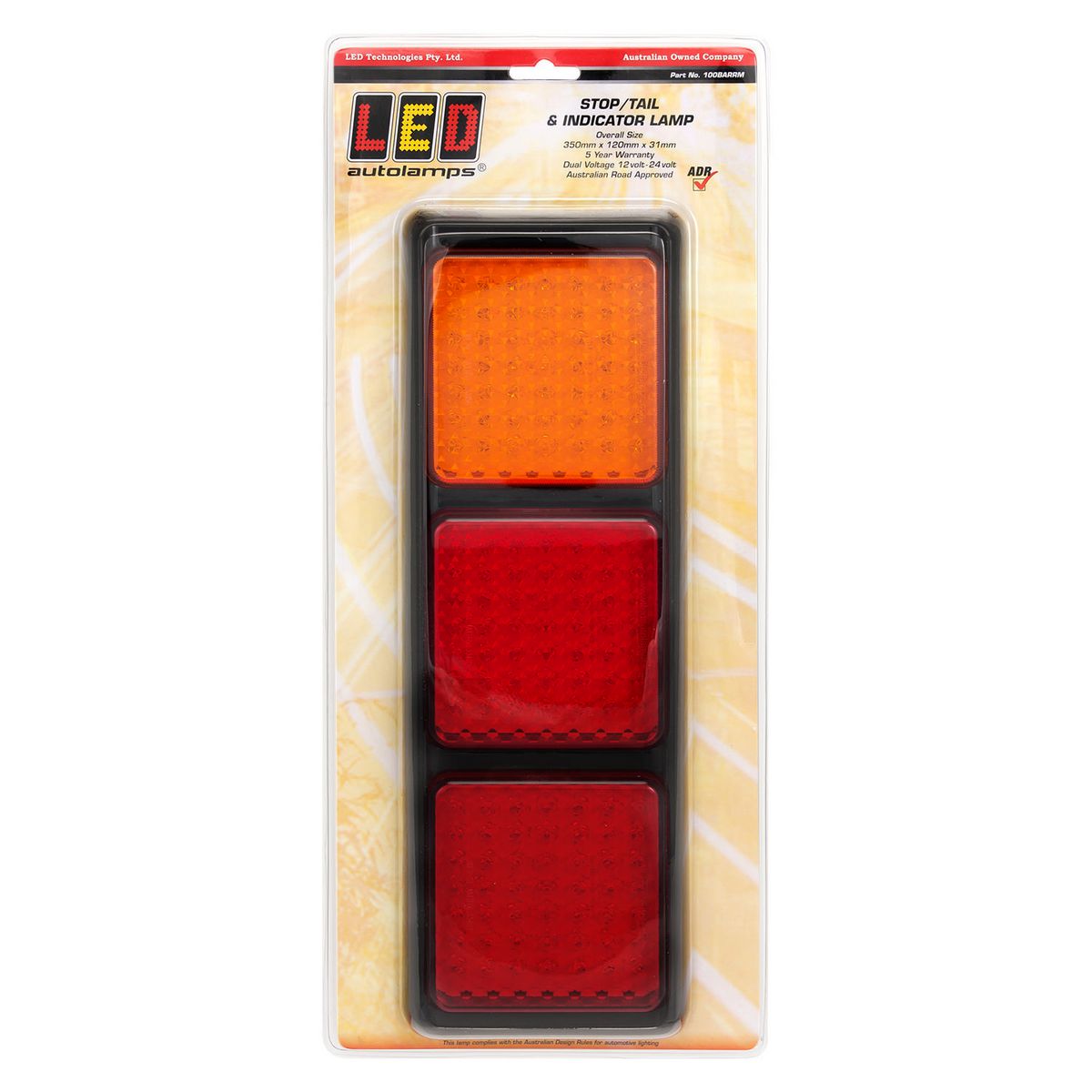 LED Autolamps 12/24V Stop/Tail/Indicator Assembly Light LED - 100BARRM