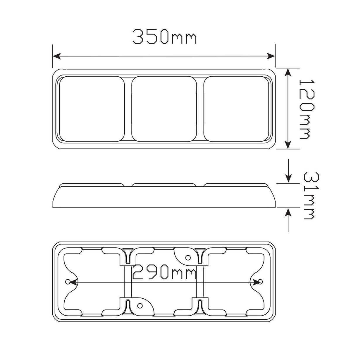 LED Autolamps 12/24V Stop/Tail/Indicator Assembly Light LED - 100BARRM