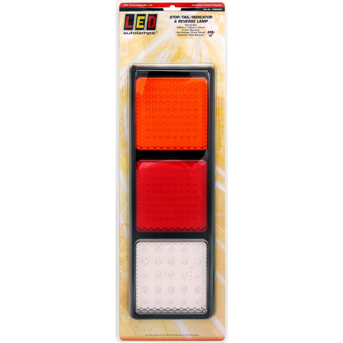 LED Autolamps 12/24V Stop/Tail/Indicator/Reverse Assembly 3 Lamps With 153 LEDs - 125BARWM