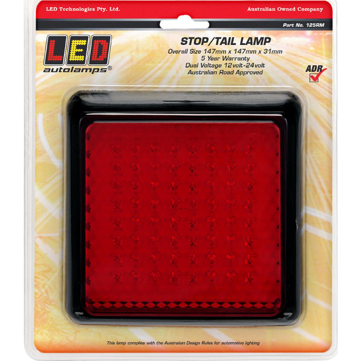 LED Autolamps 12/24V Stop/Tail Lamp 64 LEDs With 30cm Wire - 125RM