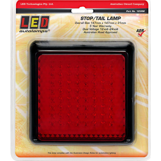 LED Autolamps 12/24V Stop/Tail Lamp 64 LEDs With 30cm Wire - 125RM