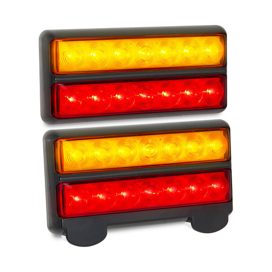 LED Autolamps 12V Stop/Tail/Indicator Lamp With Licence Plate Lamp 18 Square LEDs Blister Pack Containing Left & Right Lamps - 207BARLP2