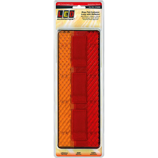 LED Autolamps 12/24V LED Stop/Tail/Indicator Lamps With Reflex Reflector To Suit Multi Volt Blister Pack - 275ARM
