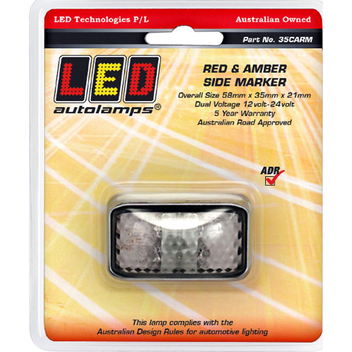 LED Autolamps Side Marker Light Red/Amber LED 12 or 24V - 35CARM